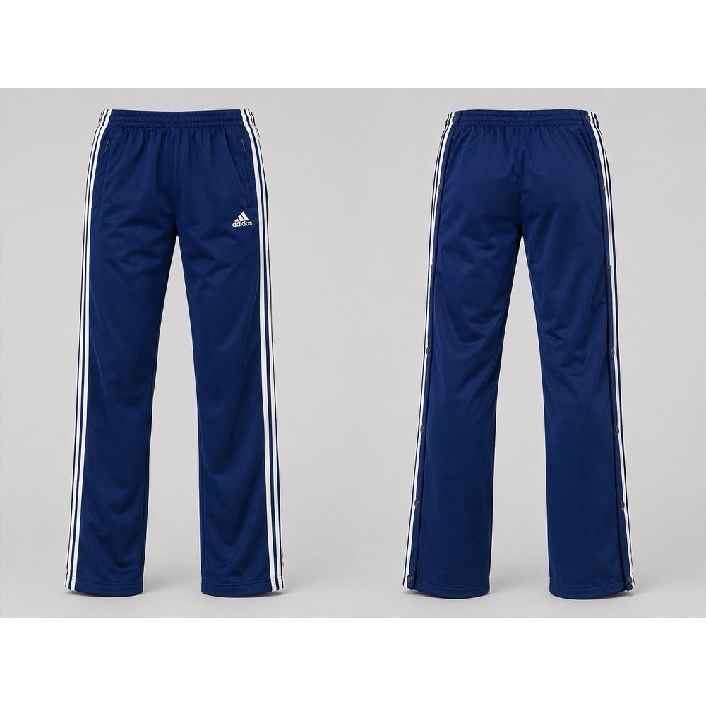 Vintage Adidas Snap Pants Navy Large Adibreak Track Y2K Side Button Break